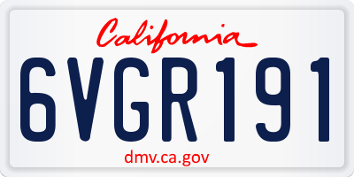 CA license plate 6VGR191
