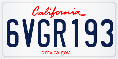 CA license plate 6VGR193