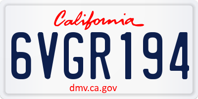 CA license plate 6VGR194