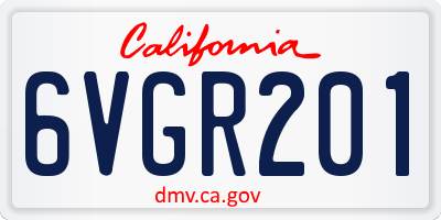 CA license plate 6VGR201
