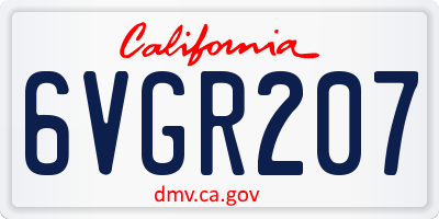 CA license plate 6VGR207