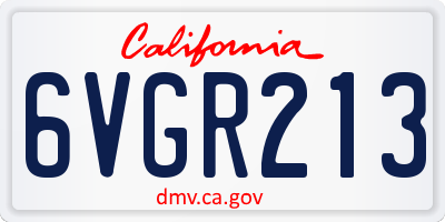 CA license plate 6VGR213