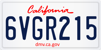 CA license plate 6VGR215