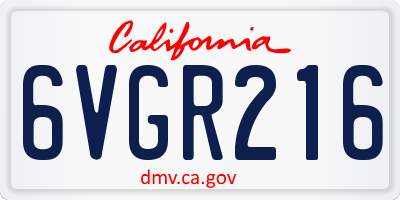 CA license plate 6VGR216