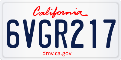 CA license plate 6VGR217