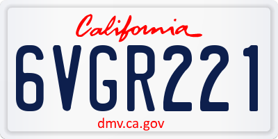 CA license plate 6VGR221