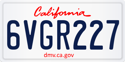 CA license plate 6VGR227