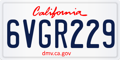 CA license plate 6VGR229