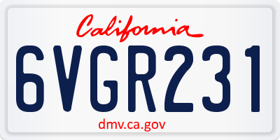 CA license plate 6VGR231
