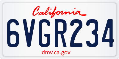 CA license plate 6VGR234