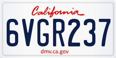 CA license plate 6VGR237