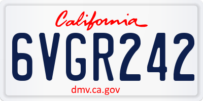 CA license plate 6VGR242
