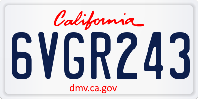CA license plate 6VGR243