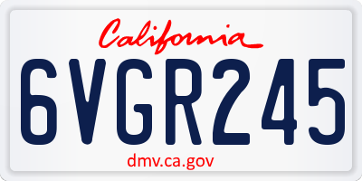 CA license plate 6VGR245
