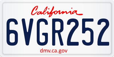 CA license plate 6VGR252