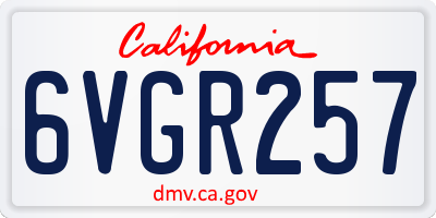 CA license plate 6VGR257