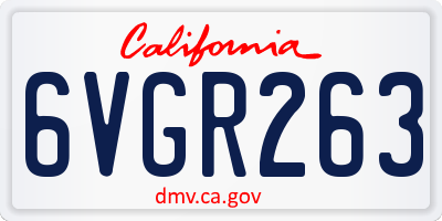 CA license plate 6VGR263