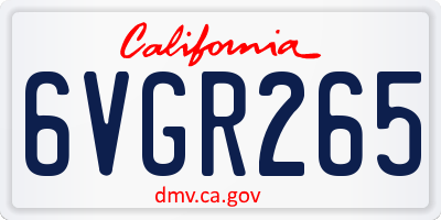 CA license plate 6VGR265