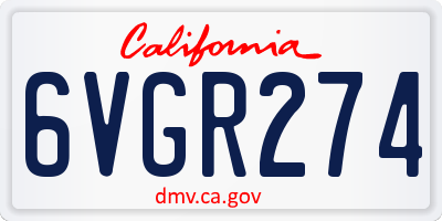 CA license plate 6VGR274
