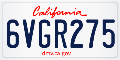 CA license plate 6VGR275
