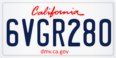 CA license plate 6VGR280