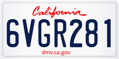 CA license plate 6VGR281