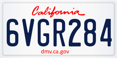 CA license plate 6VGR284