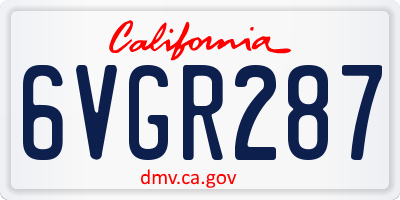 CA license plate 6VGR287