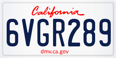 CA license plate 6VGR289