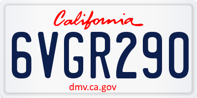 CA license plate 6VGR290