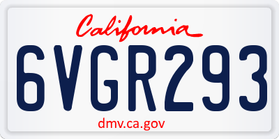 CA license plate 6VGR293
