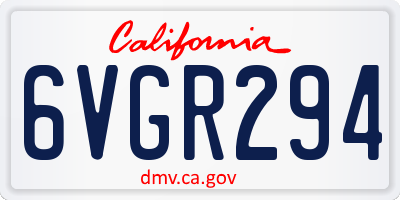 CA license plate 6VGR294