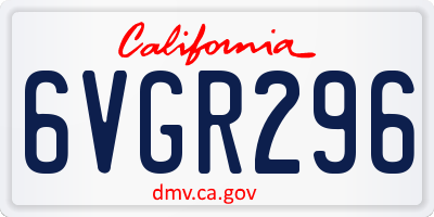 CA license plate 6VGR296