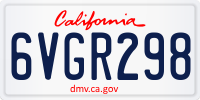 CA license plate 6VGR298