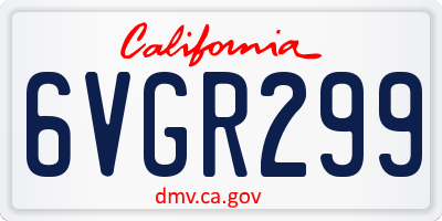 CA license plate 6VGR299