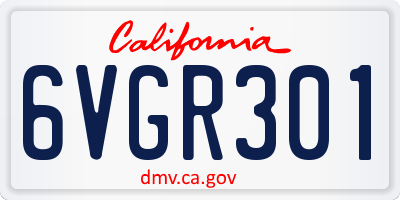 CA license plate 6VGR301