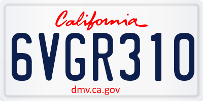 CA license plate 6VGR310