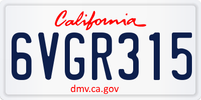 CA license plate 6VGR315