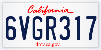 CA license plate 6VGR317