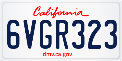 CA license plate 6VGR323