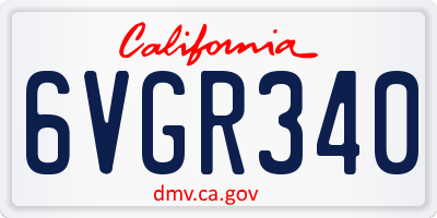 CA license plate 6VGR340