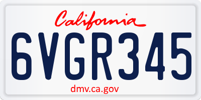 CA license plate 6VGR345