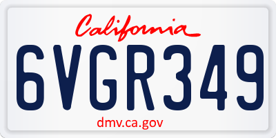 CA license plate 6VGR349