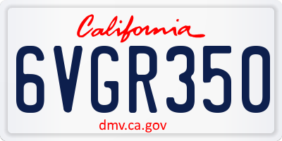 CA license plate 6VGR350