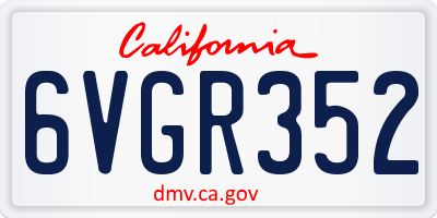 CA license plate 6VGR352