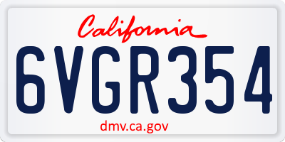 CA license plate 6VGR354