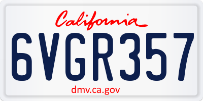 CA license plate 6VGR357