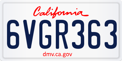 CA license plate 6VGR363