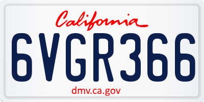 CA license plate 6VGR366