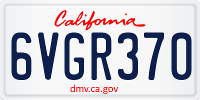 CA license plate 6VGR370